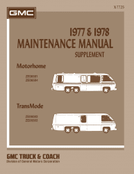 1977 - 1978 GMC Motorhome Maintenance Manual Supplement - X-7725