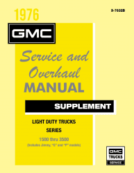 1976 GMC Truck Service & Overhaul Manual Supplement to 1974 GMC Truck Service Manual