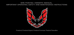 1978 Pontiac Firebird Owner's Manual Instruktionsbok 
