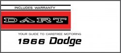 1966 Dodge Dart Instruktionsbok