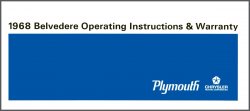 1968 Plymouth Belvedere & Satellite Instruktionsbok