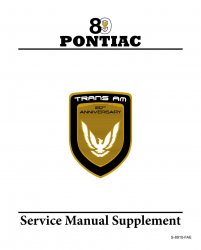 1989 Pontiac Trans Am 20th Century Service Manual Supplement