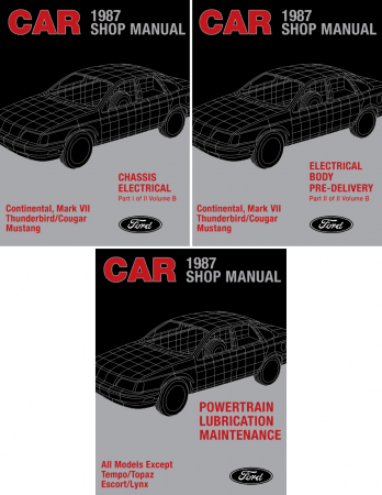 1987 Ford Mustang, Thunderbird, Continental, Mark VII, Cougar Shop Manual Set