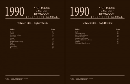 1990 Ford Aerostar, Ranger, Bronco II Truck Shop Manual
