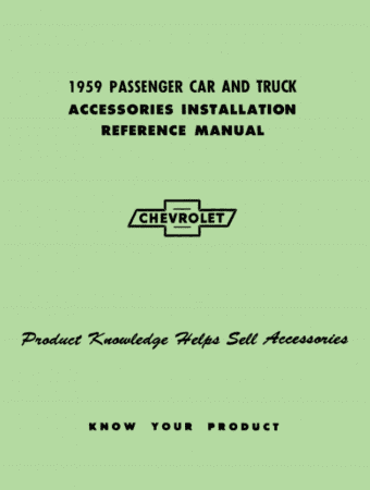 1959 Chevrolet Car and Truck Accessories Installation Reference Manual