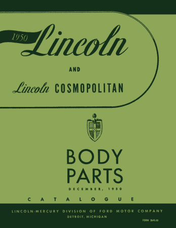 1950 Lincoln Body Parts Catalog
