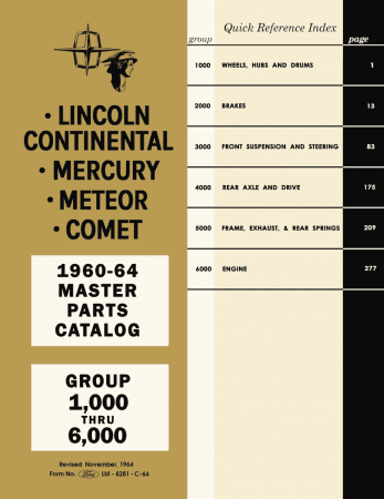 1960 - 1964 Lincoln Mercury Master Parts Catalog
