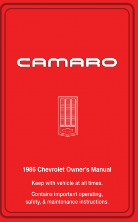 1986 Camaro Owner's Manual Instruktionsbok 