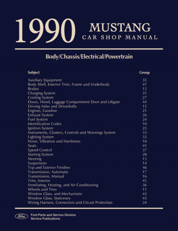 1990 Ford Mustang Car Shop Manual