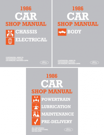 1986 Mustang, LTD, Thunderbird, Continental, Mark VII, Cougar Shop Manual Set