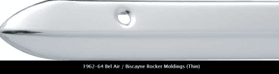ROCKER MOLDINGS 1962-64 BEL AIR / BISCAYNE
