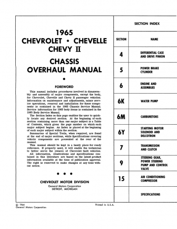 1965 Chevrolet Chassis Overhaul Manual
