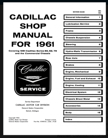 1961 Cadillac Shop Manual