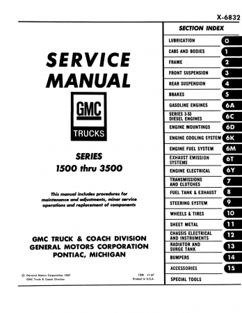 1968 GMC Truck 1500-3500 Service Manual - Includes 11x26 inch Wiring Diagrams