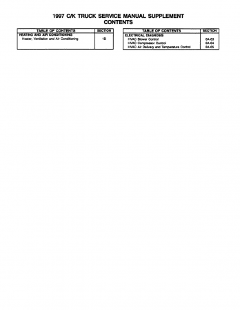 1997 Chevrolet & GMC C/K Truck, Tahoe, Yukon Rear Air Conditioning Service Manual Supplement to 1997 C-K Service Manual