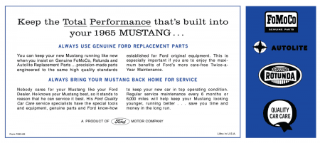 1965 Ford Mustang Owner's Manual