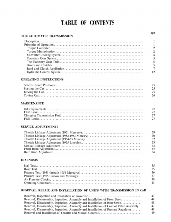 1951-55 Lincoln Mercury Transmission Manual