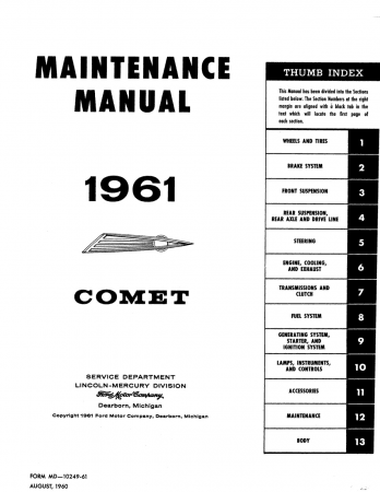 1961 Comet Maintenance Manual
