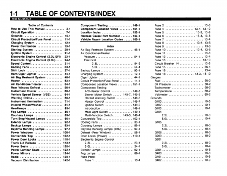 1993 Ford Mustang Electrical & Vacuum Troubleshooting Manual