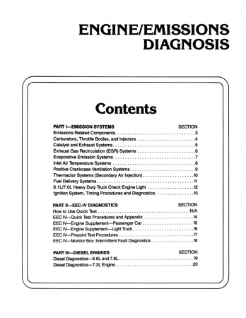 1989 Ford Car / Truck Emissions Diagnosis Shop Manual