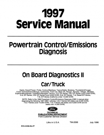 1997 Ford Powertrain Control / Emissions Diagnosis Service Manual