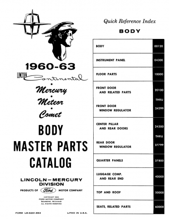 1960-1963 Lincoln Mercury Body Parts