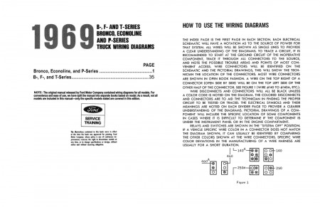 1969 Ford F-Series Truck, Bronco, Econoline, P-, B-,& T-Series Wiring Diagrams Manual