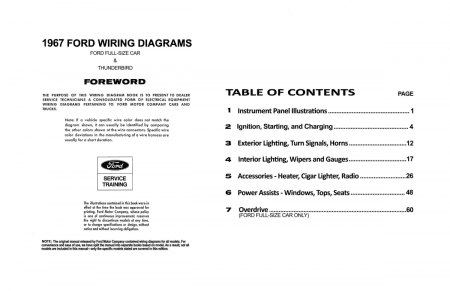 1967 Ford Car & Thunderbird Wiring Diagrams Manual