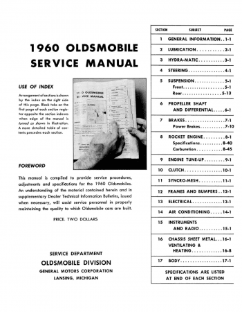 1960 Oldsmobile Shop Manual