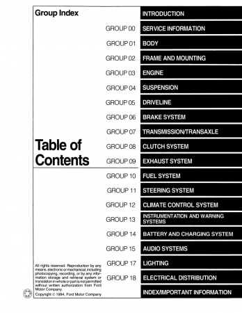 1995 Ford Mustang Service Manual