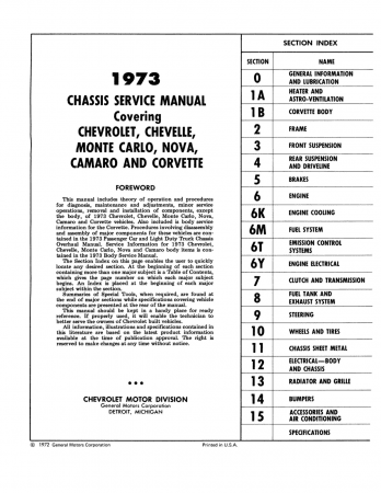 1973 Chevrolet Service Manual