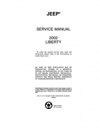 2002 Jeep Liberty Service Manual Service och reparationshandbok