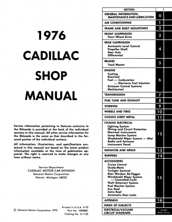 1976 Cadillac Shop Manual