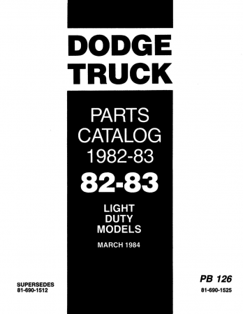 1982 - 1983 Dodge / Plymouth LD Truck & Van Parts Catalog