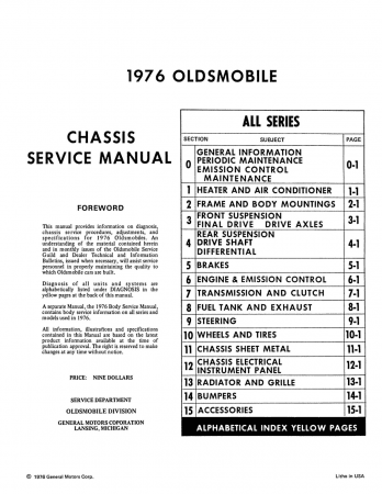 1976 Oldsmobile Service Manual - Wiring Diagrams