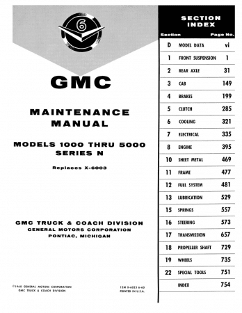 1960 - 1961 GMC 1000-5000 Repair Shop Manual
