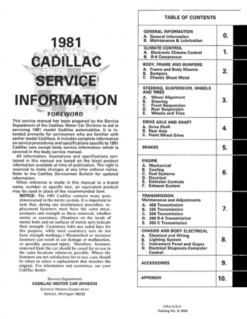 1981 Cadillac Shop Manual