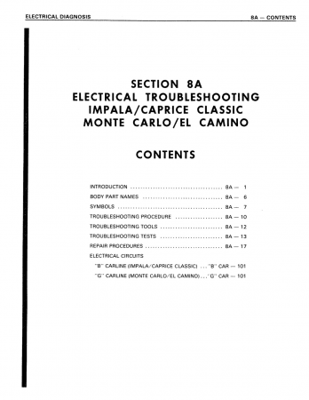 1984 Chevrolet Electrical Troubleshooting Shop Manual Supplement