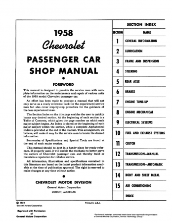 1958 Chevrolet Shop Manual