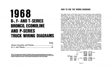1968 Ford F-Series Truck, Bronco, Econoline, P-, B-,& T-Series Wiring Diagrams Manual