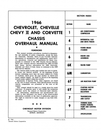 1966 Chevy Chassis Overhaul Manual