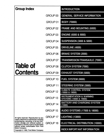 1993 Ford Mustang Service Manual