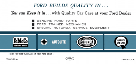 1966 Ford Car Owner's Manual Instruktionsbok