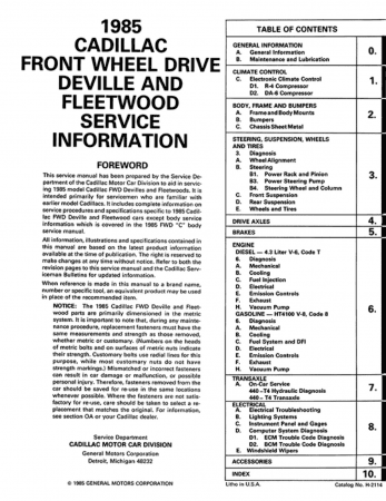 1985 Cadillac DeVille, Fleetwood Shop Manual