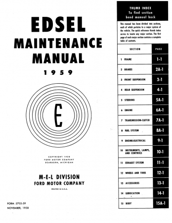 1959 Edsel Maintenance Manual