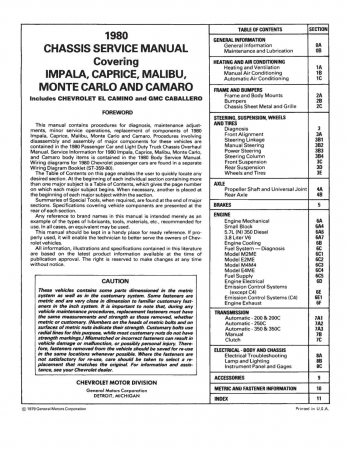 1980 GMC Caballero Service Manual