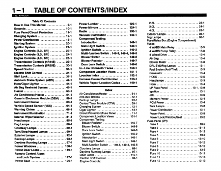 1997 Ford Ranger Electrical and Vacuum Troubleshooting Manual