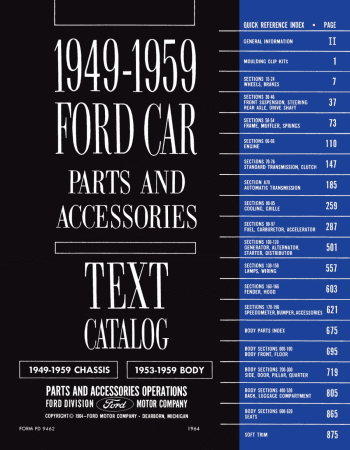 1949-1959 Ford Car Parts & Accessories Text and Illustrated Catalog