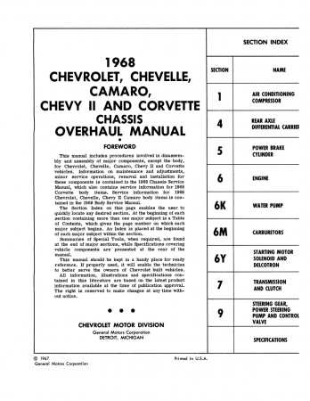 1968 Chevy Chassis Overhaul Manual