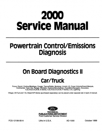 2000 Ford Car & Truck Powertrain Control / Emissions Diagnosis Service Manual - OBD-II